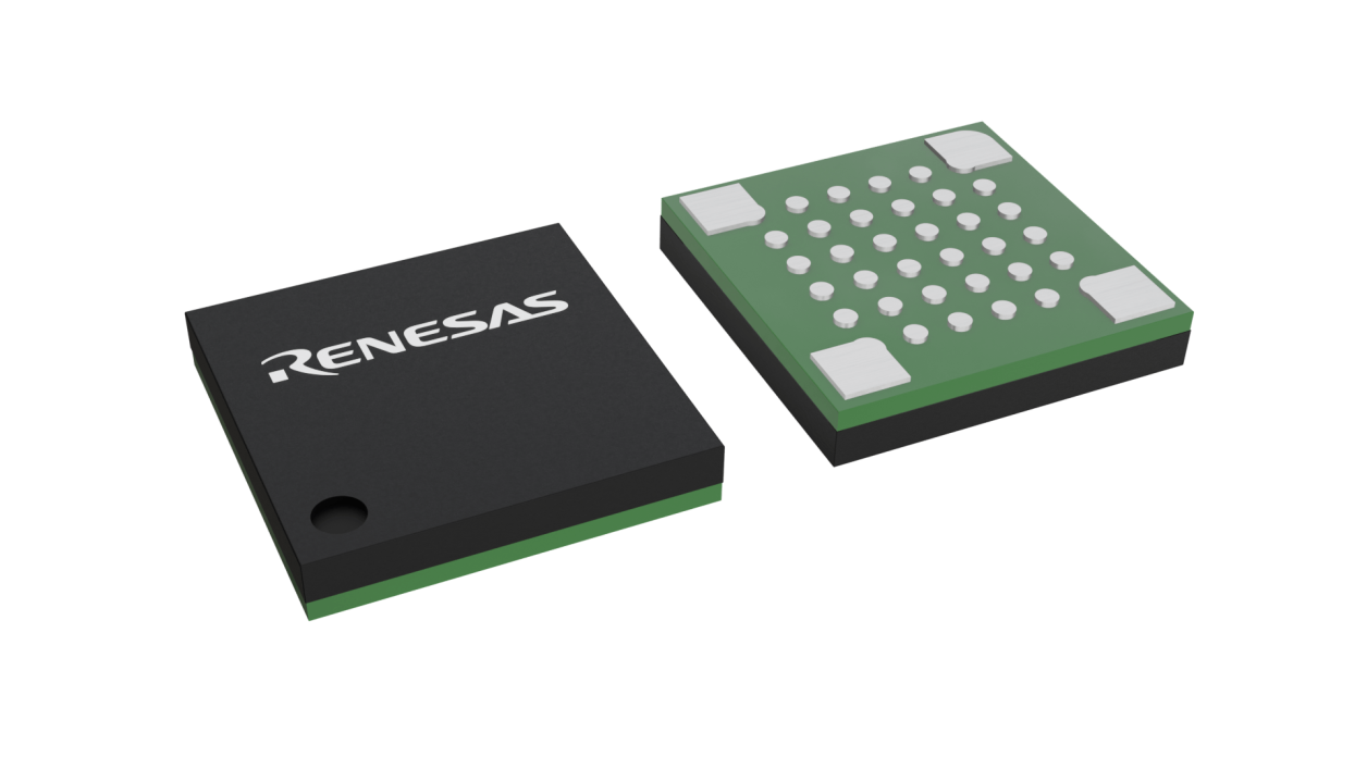 3D illustration featuring top and bottom views of WFLGA IC chip package with 36 lead count.