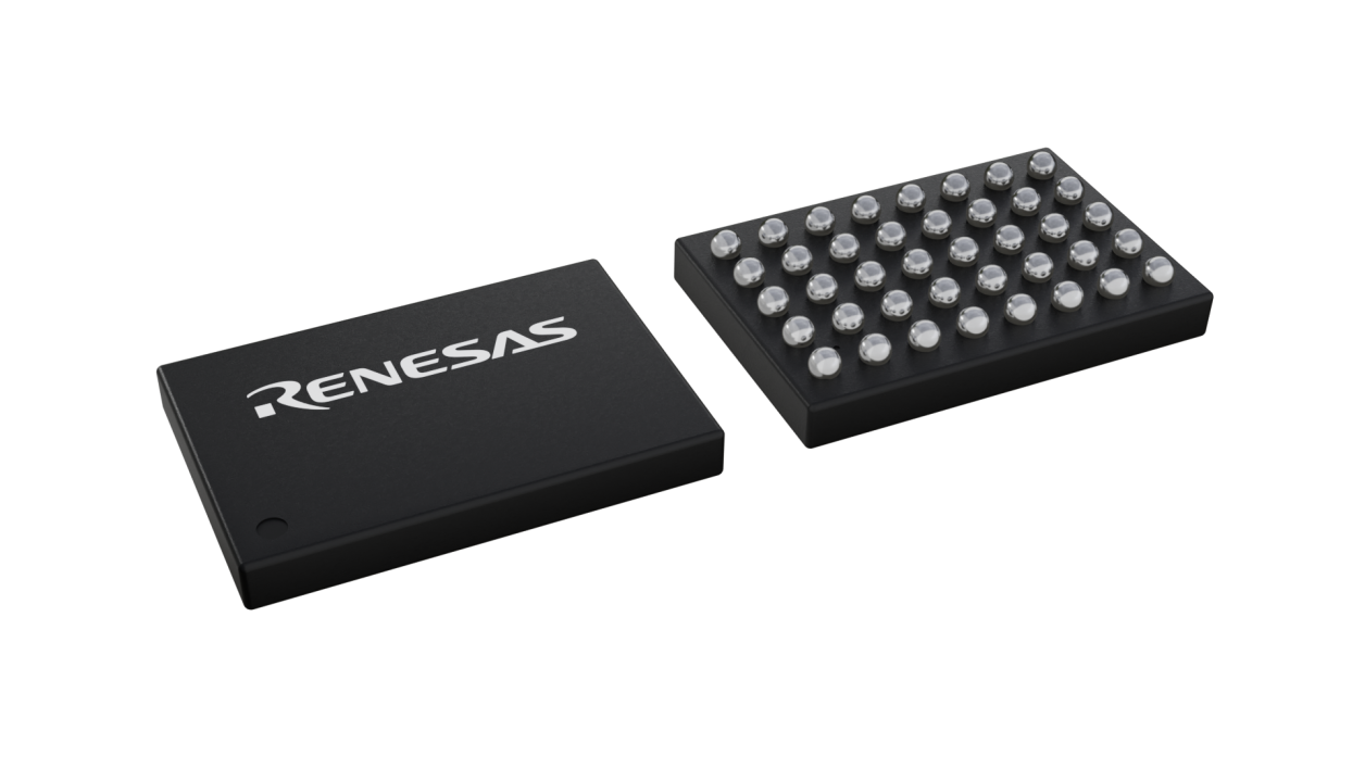 3D illustration featuring top and bottom views of WLCSP IC chip package with 40 lead count.