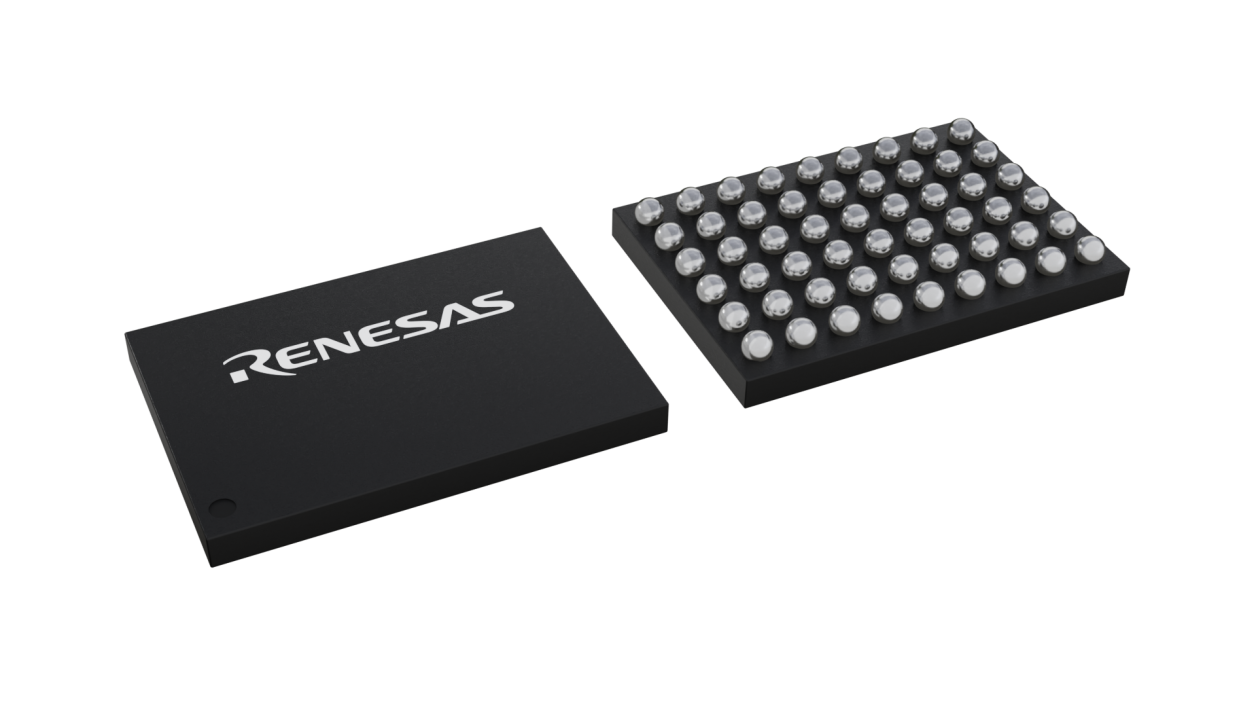 3D illustration featuring top and bottom views of WLCSP-TKCURDL IC chip package with 54 lead count.