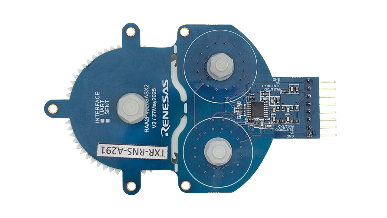 Bottom view of WS129-SAS-REFZ reference design inductive position sensor board..