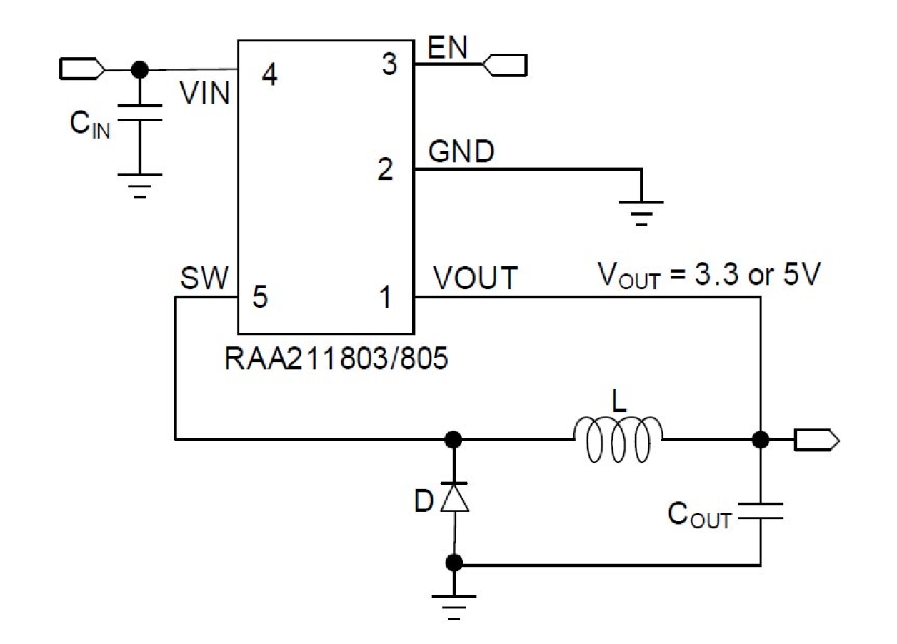 RAA211805 - 5V, 300mA, Ultra-Low Quiescent Current DC/DC Step-Down
