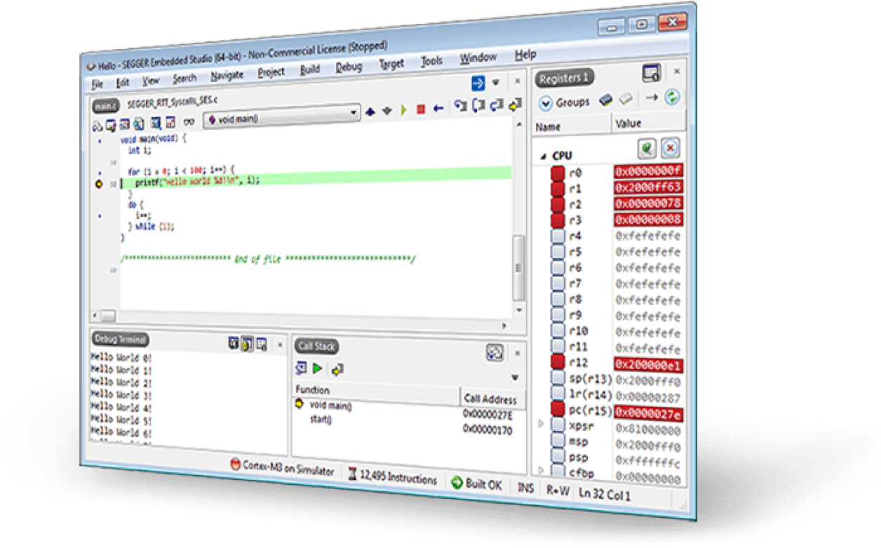Debugging in SEGGER Embedded Studio