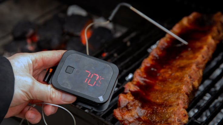 Digital BBQ Thermometer Measuring Meat Temperature