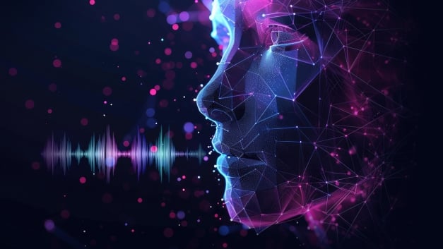 Human robot geometric illustration depicting artificial intelligence