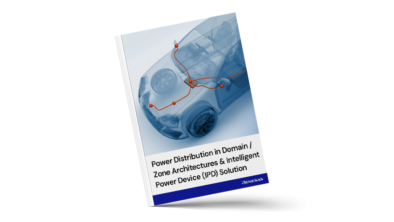 Whitepaper cover featuring power distribution in domain zone/architectures and IPD solution.