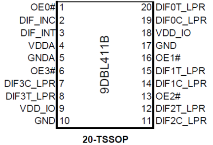 9DBL411B - Pin Assignment (20-TSSOP)