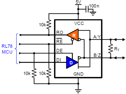 RAA788158 - Typical Operating Circuit for Half-Duplex Transceiver