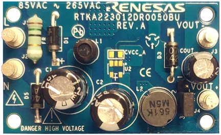 RTKA223012DR0050BU High Voltage Buck or Buck/Boost Converter Demo Board - Top