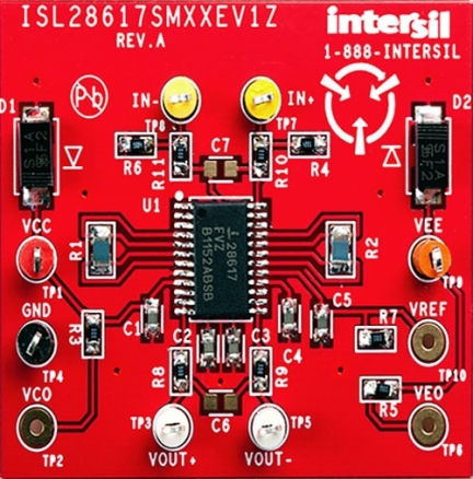 ISL28617SMxxEV1Z Precision In Amp Eval Board