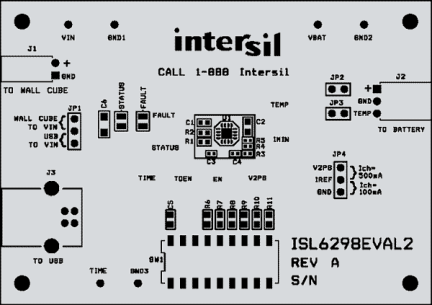 ISL6298EVAL2 Li-ion/Li-Polymer Battery Charger Eval Board