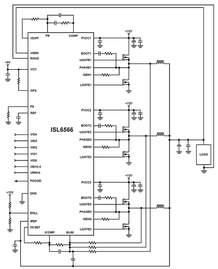 ISL6566 - Three-Phase Buck PWM Controller with Integrated MOSFET ...