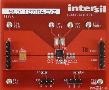 ISL91127IRA-EVZ Buck-Boost Regulator Board Top