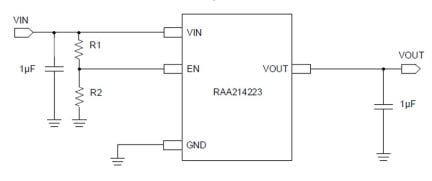 RAA214223 LDO Linear Regulator Typical Application Diagram