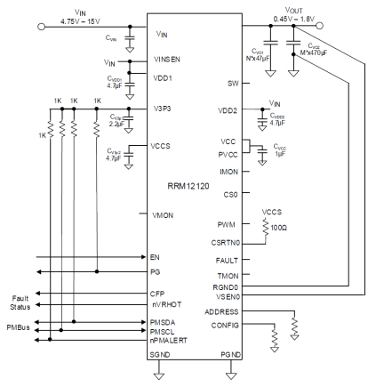 RRM12120 - Typical Application Circuit, 4.75V-15V