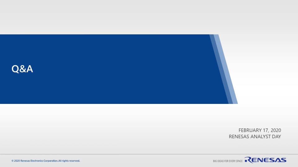 Q&A for Corporate strategy and Finance (simultaneous interpretation) - Renesas Analyst Day