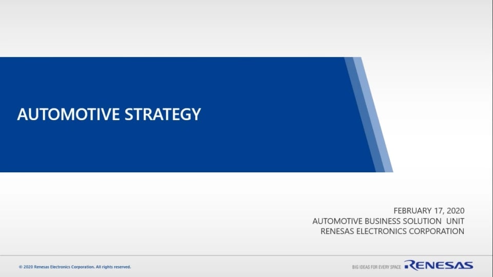 Automotive strategy (simultaneous interpretation) - Renesas Analyst Day