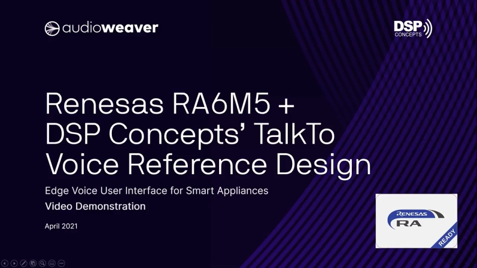 Renesas RA6M5 + DSP Concepts' TalkTo Voice Reference Design