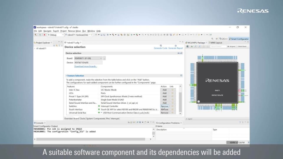 Smart Configurator Feature - Easy Selection of Software Components for Renesas Boards
