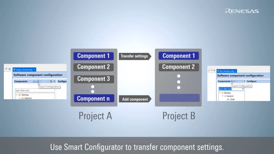 Smart Configurator Feature - Easy Transfer of Component Settings from One Project to Another
