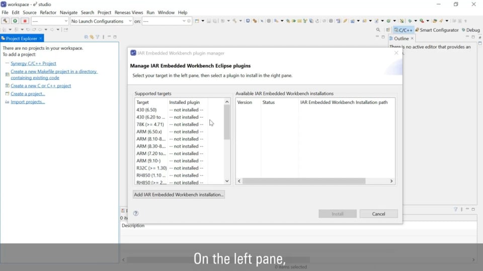 Setup IAR Compiler in e² studio for RA Family
