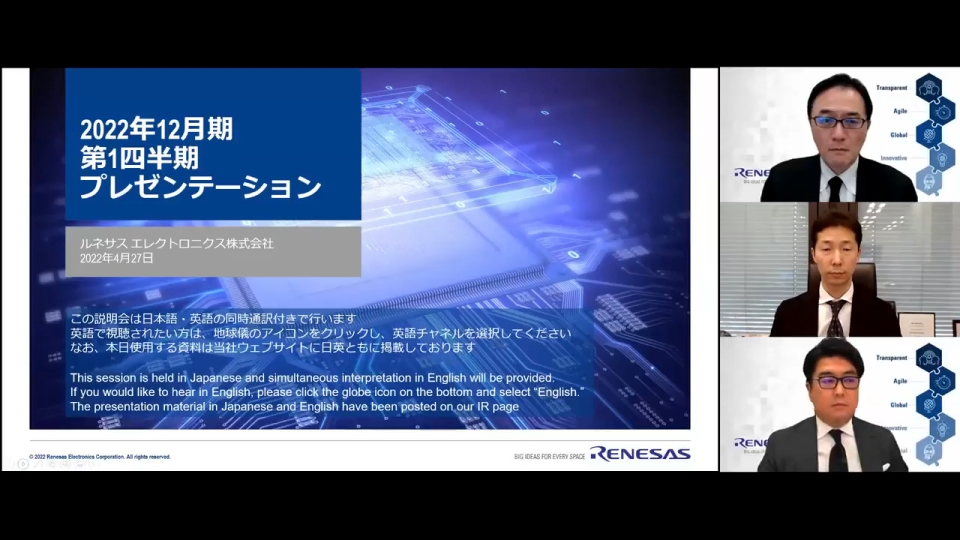 2022年12月期 第1四半期決算発表 説明会動画（2022年4月27日開催）