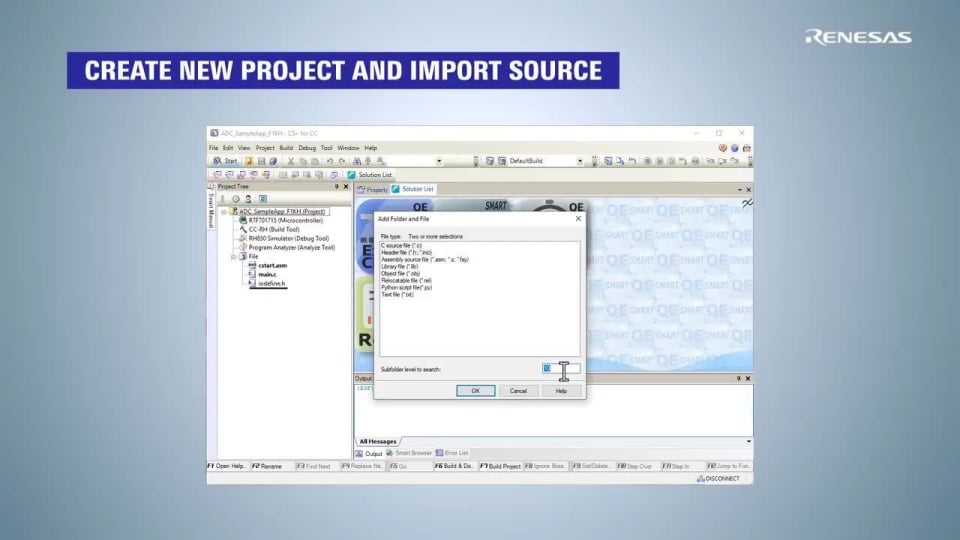 RH850 F1KH MCAL - Changing to CC-RH Compiler: Create New Project