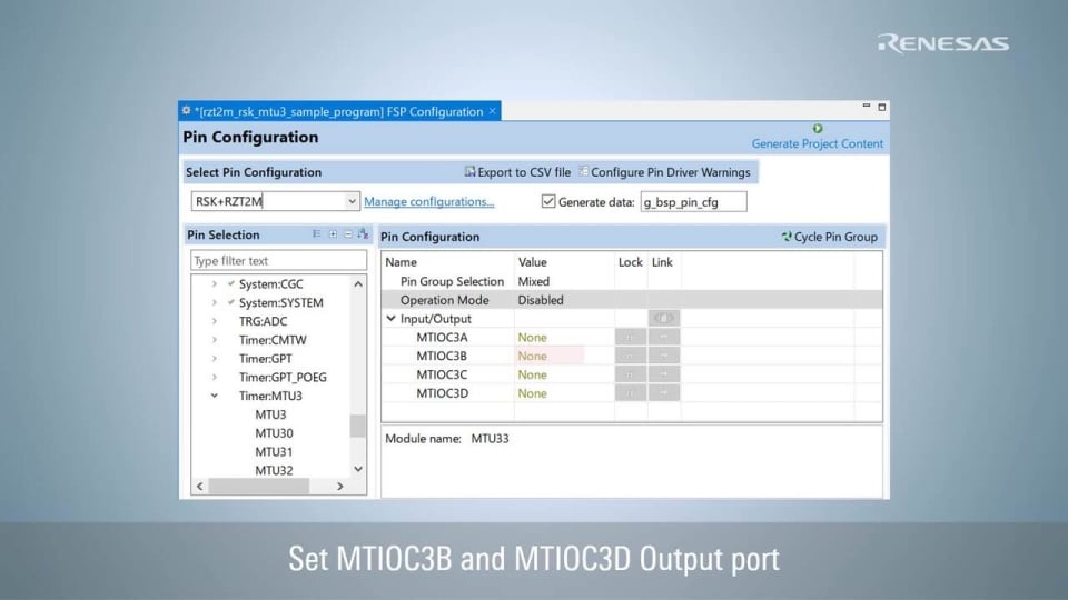 Getting Started with RZ/T2M FSP for MTU3+POE3