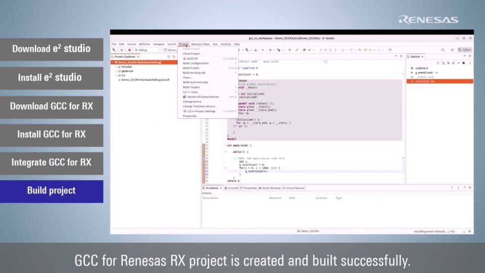 e² studio on Linux Quick Start Guide  - Install e² studio and GCC for RX Toolchain