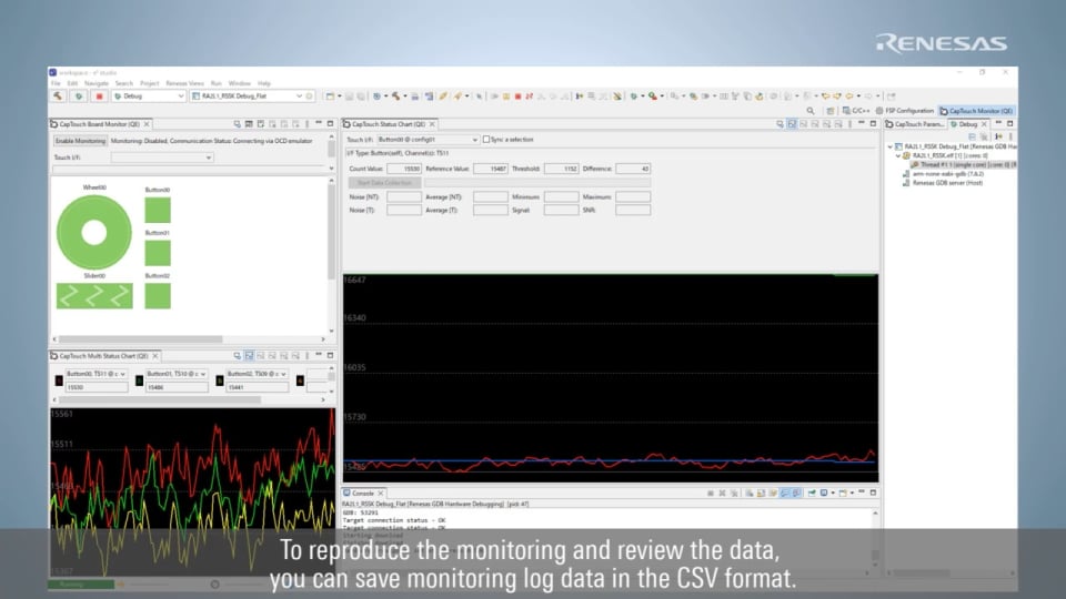 QE for Capacitive Touch Feature - Check Monitoring Values Using The Monitoring Log Feature