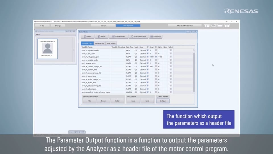 (15) Renesas Motor Workbench Analyzer Parameter Output