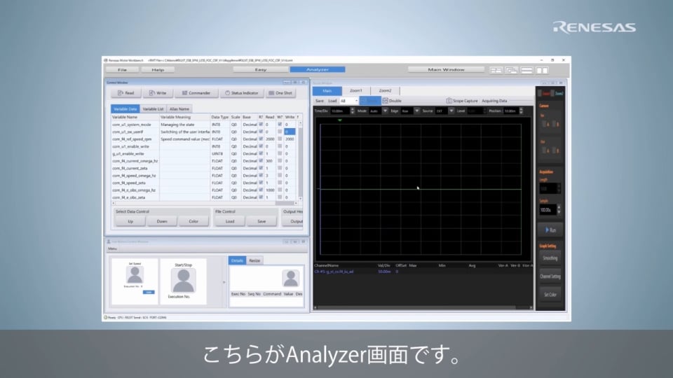 (4) Renesas Motor Workbench：Analyzer基本編