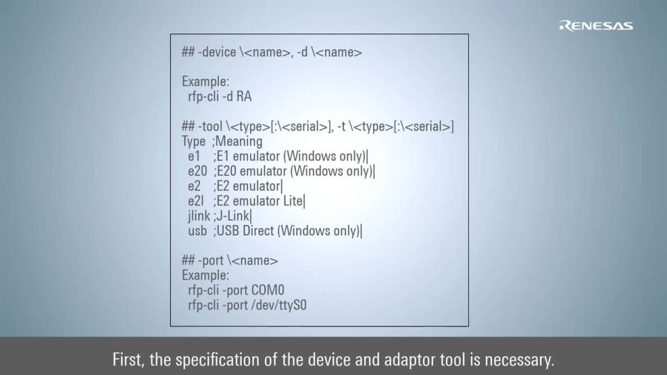 Renesas Flash Programmer Tutorial Usage of Command line (CLI)