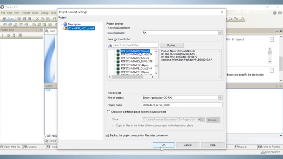 RX e² studio プロジェクト Tips - e² studioのサンプルプロジェクトをCS＋のプロジェクトに変換する方法