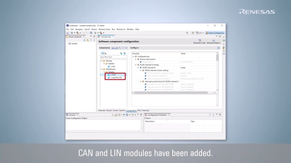 How to Use CAN/LIN with Smart Configurator on e² studio