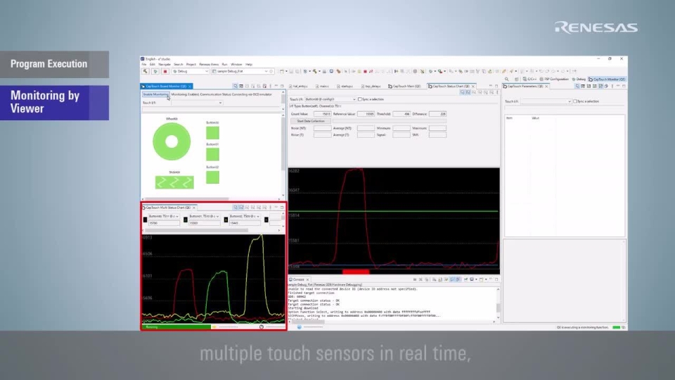 QE for Capacitive Touch Tutorial: Step 3 Monitoring for RA