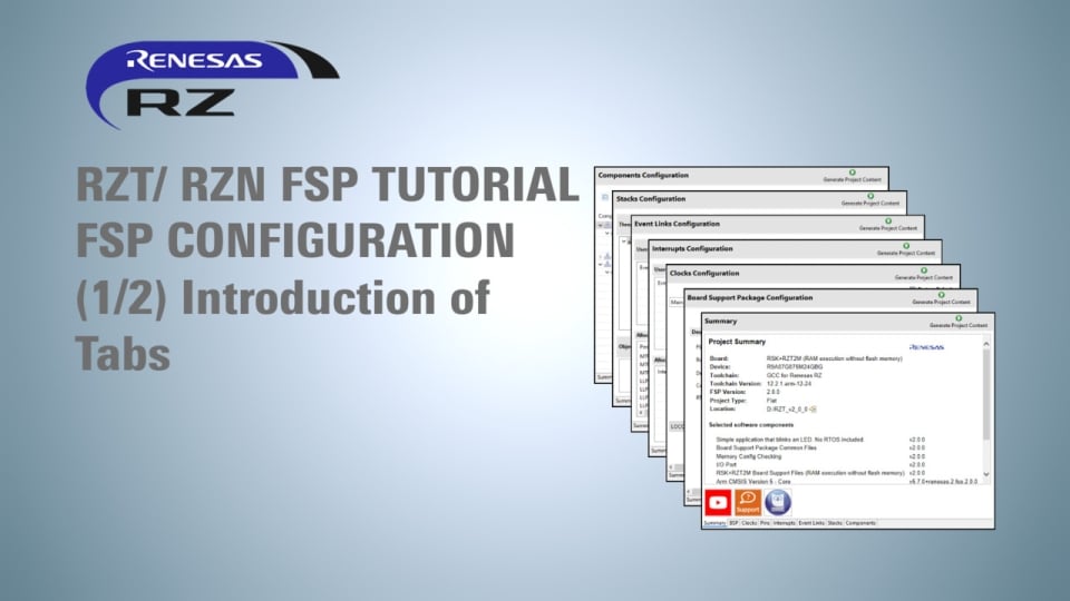 RZ/T RZ/N FSP Tutorial for FSP Configuration (1/2) - Introduction of Tabs