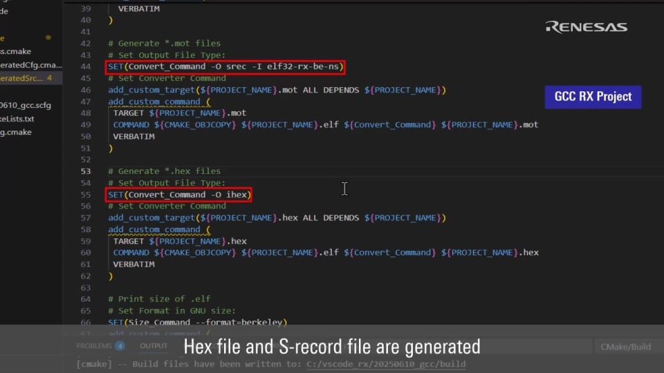 How to Generate HEX and SREC Files for RX Family on Visual Studio Code