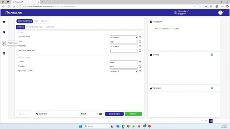Getting Started: Common Programmable Clocks Live Bench Measurement Tool Settings