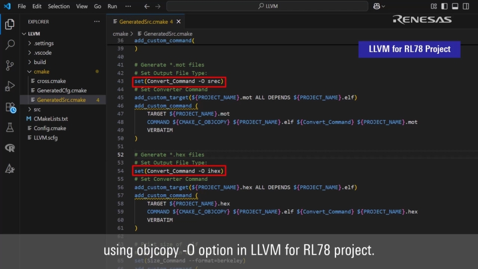 How to Generate HEX and SREC Files for RL78 Family on Visual