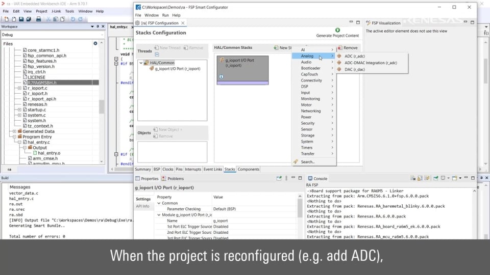 Generating RA Flat (Non-TrustZone) Project for IAR Embedded Workbench for Arm