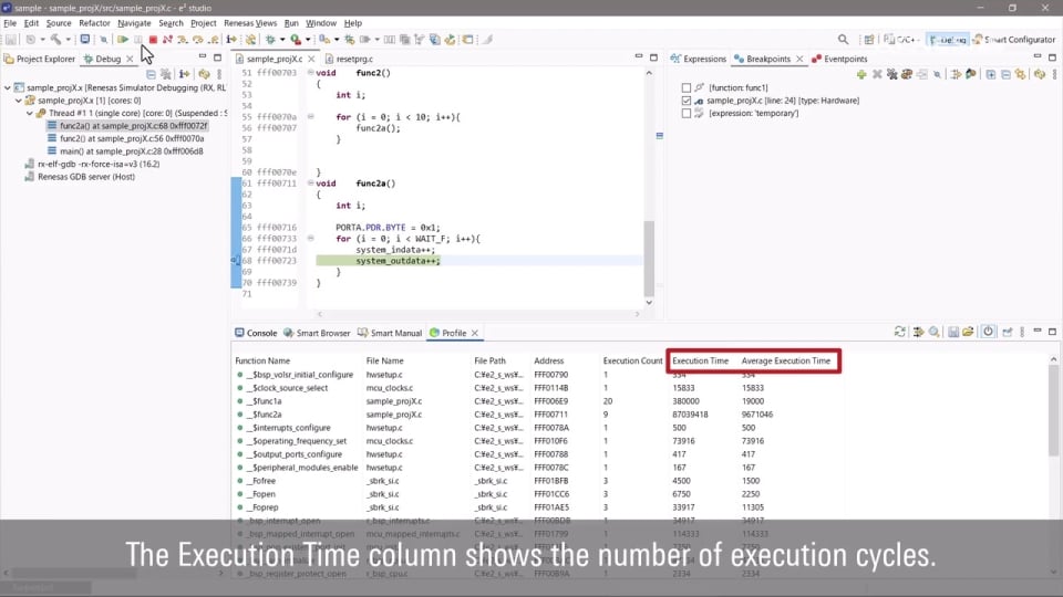 e² studio Tips: How to Use the Profile View to Check Function Execution Time